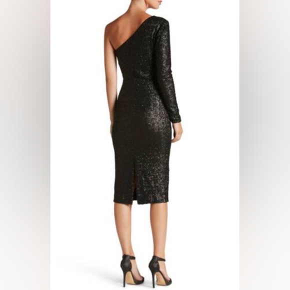 Dress the Population Chrissy matte black sequin midi dress - Picture 3 of 5